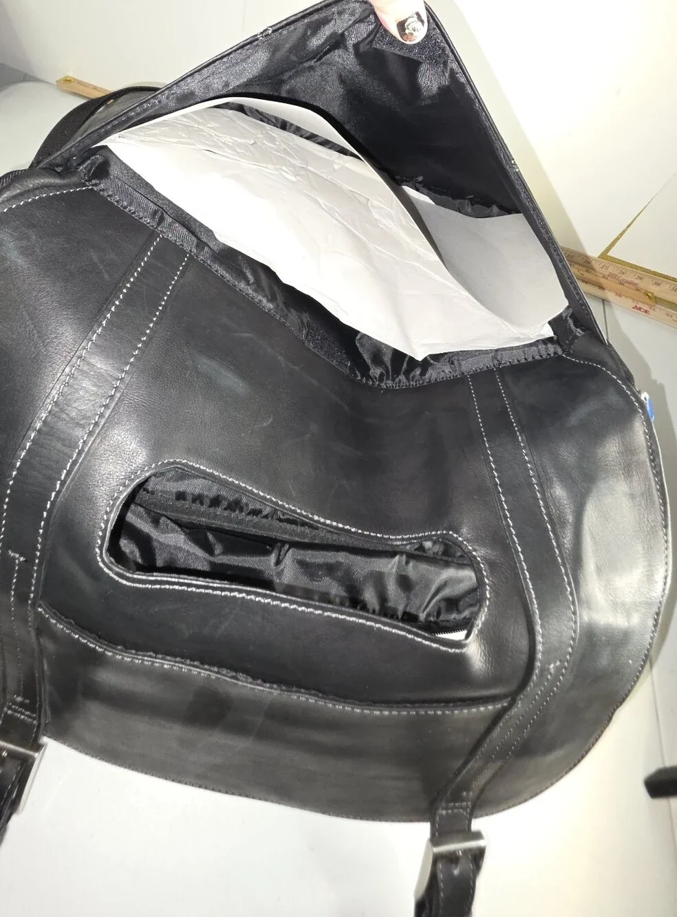 Andrew Marc New York Black Leather Retro Messenger Bag Laptop Briefcase NWOT